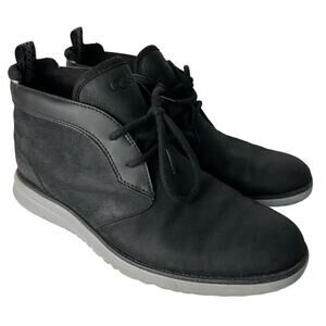 Ugg Boots Union Chukka Leather Waterproof Lace Up Treadlite Charcoal Black 8